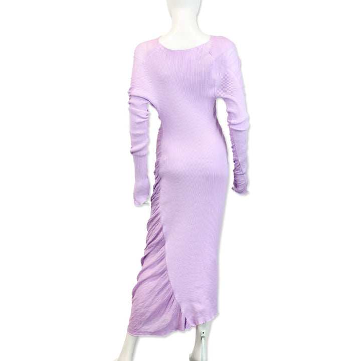Issey Miyake Purple Ambiguous Asymmetric Knit Midi Dress