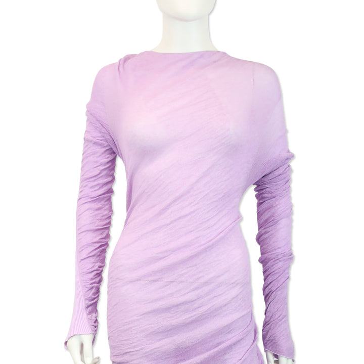 Issey Miyake Purple Ambiguous Asymmetric Knit Midi Dress