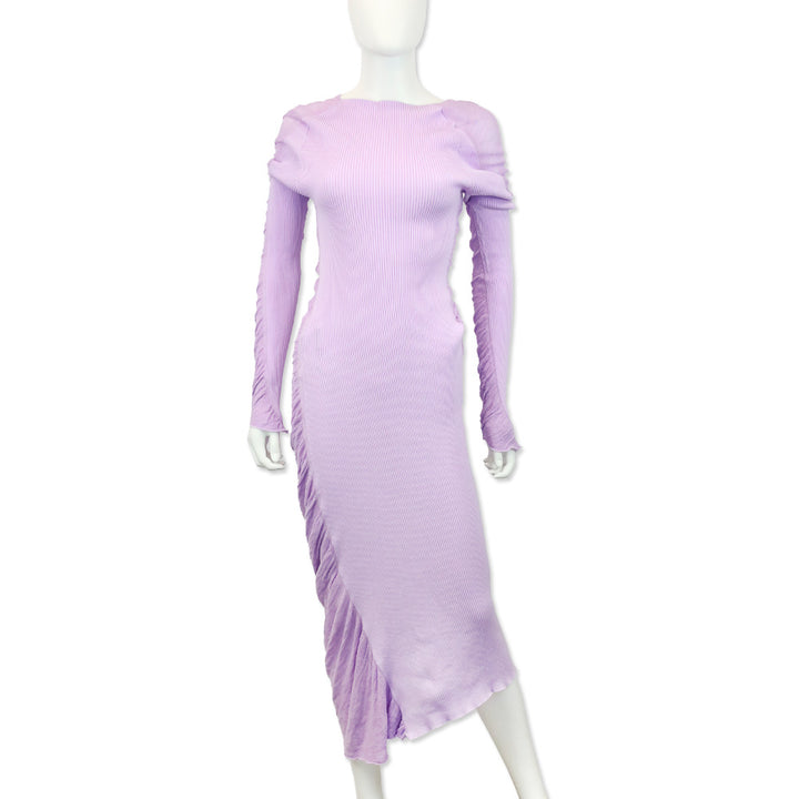 Issey Miyake Purple Ambiguous Asymmetric Knit Midi Dress