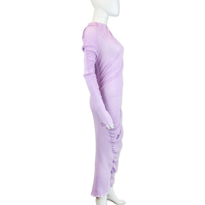 Issey Miyake Purple Ambiguous Asymmetric Knit Midi Dress