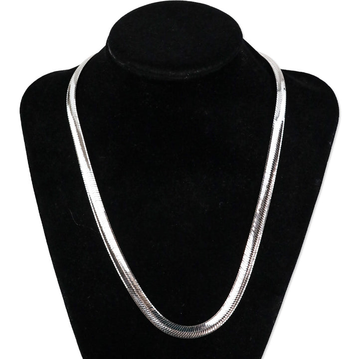 Italian Rhodium Over Sterling Silver Herringbone Necklace
