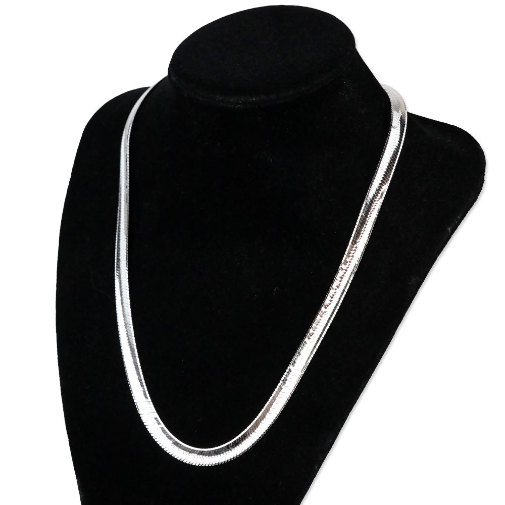 Italian Rhodium Over Sterling Silver Herringbone Necklace