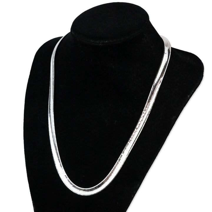 Italian Rhodium Over Sterling Silver Herringbone Necklace