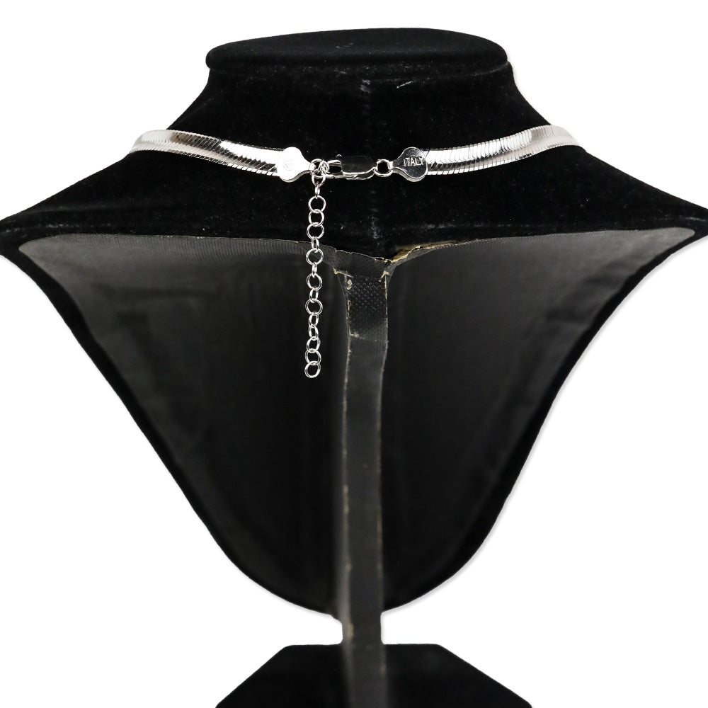 Italian Rhodium Over Sterling Silver Herringbone Necklace