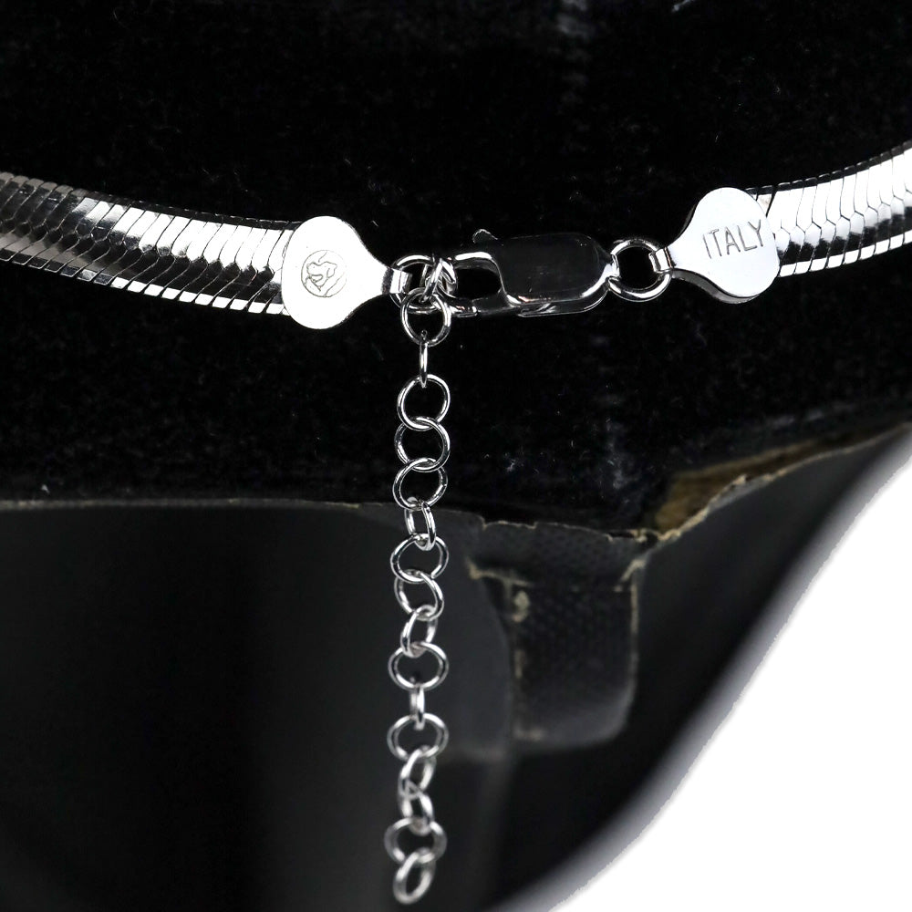 Italian Rhodium Over Sterling Silver Herringbone Necklace
