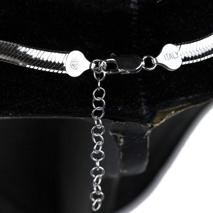 Italian Rhodium Over Sterling Silver Herringbone Necklace