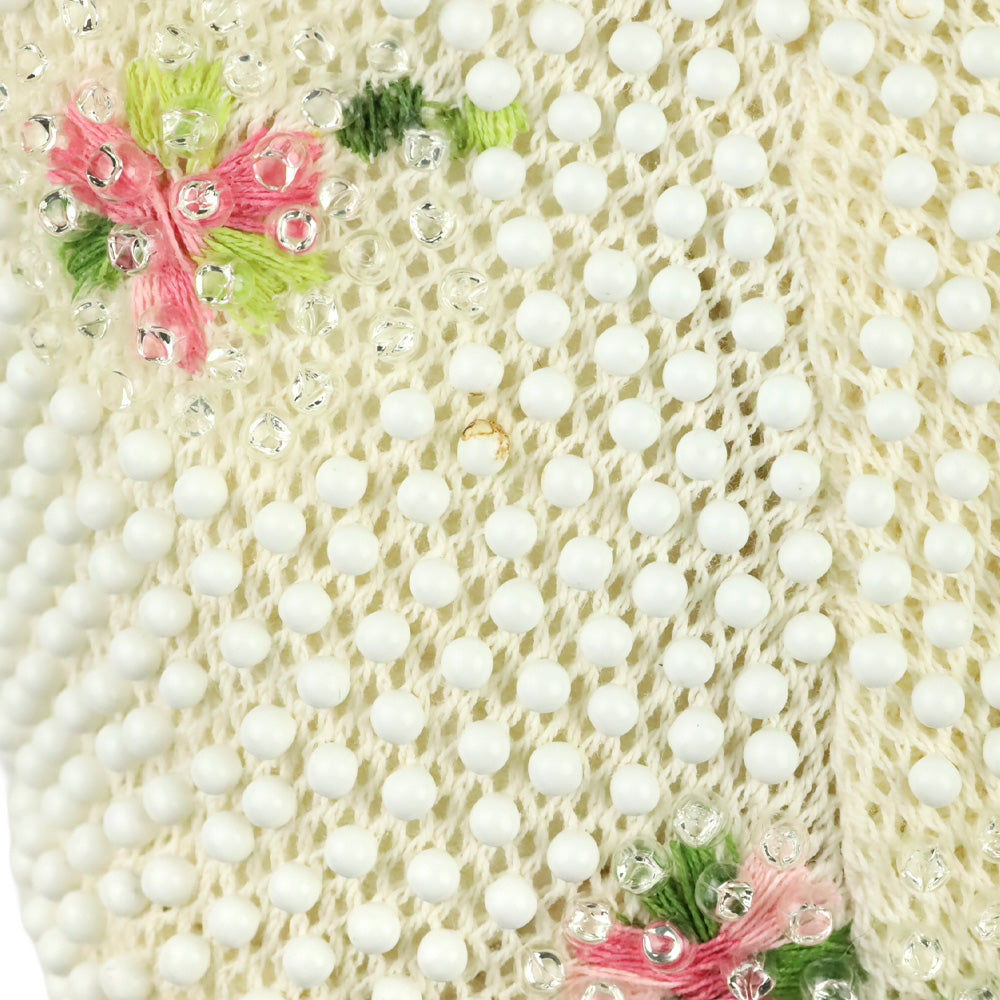 Ivory Beaded Floral Embroidered Reversible Frame Bag