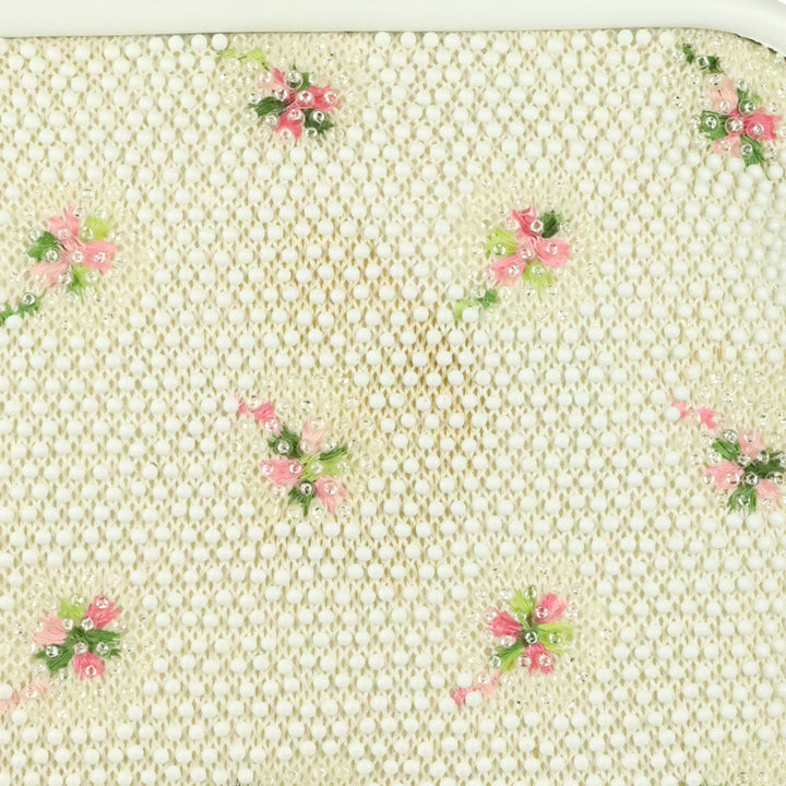 Ivory Beaded Floral Embroidered Reversible Frame Bag
