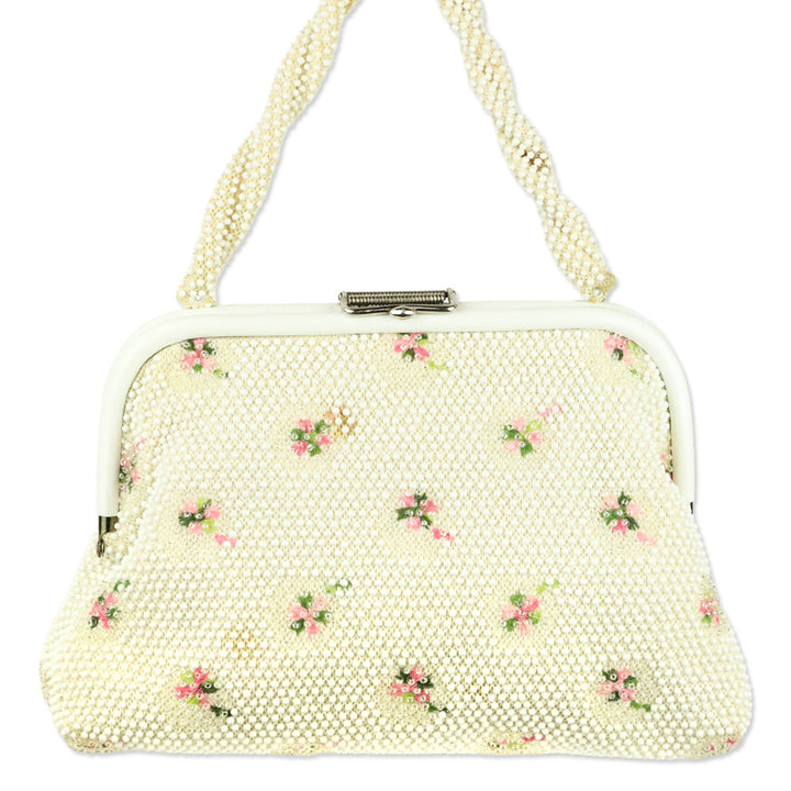Ivory Beaded Floral Embroidered Reversible Frame Bag