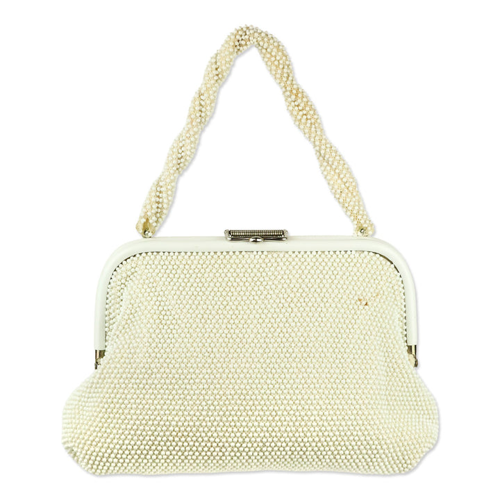 Ivory Beaded Floral Embroidered Reversible Frame Bag