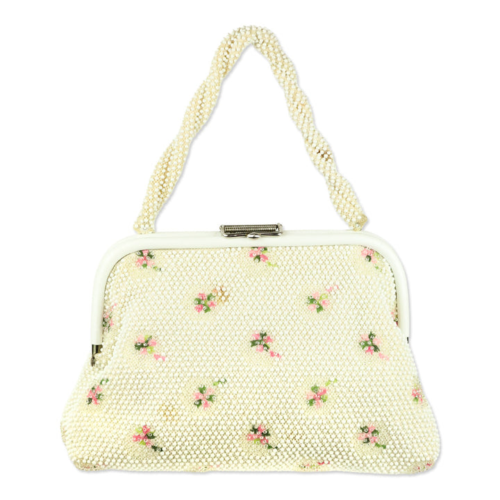 Ivory Beaded Floral Embroidered Reversible Frame Bag