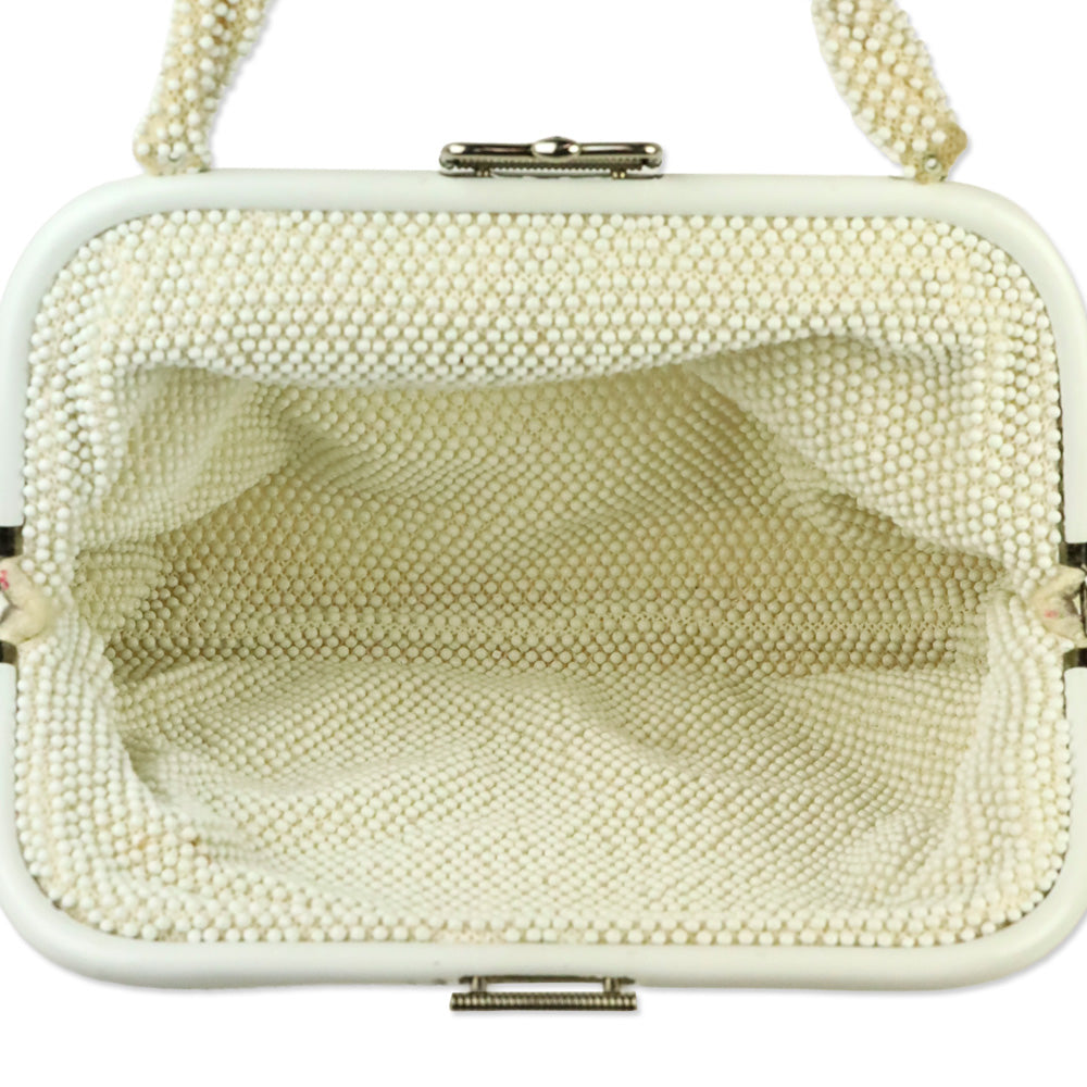 Ivory Beaded Floral Embroidered Reversible Frame Bag