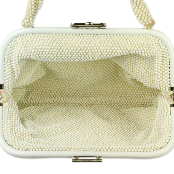 Ivory Beaded Floral Embroidered Reversible Frame Bag