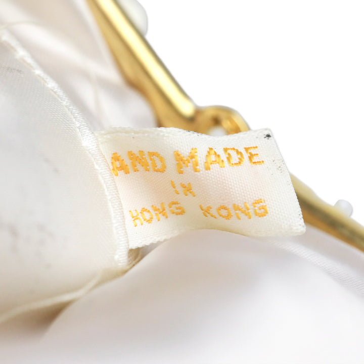 Ivory Beaded Sequin Satin Kiss-Lock Clutch