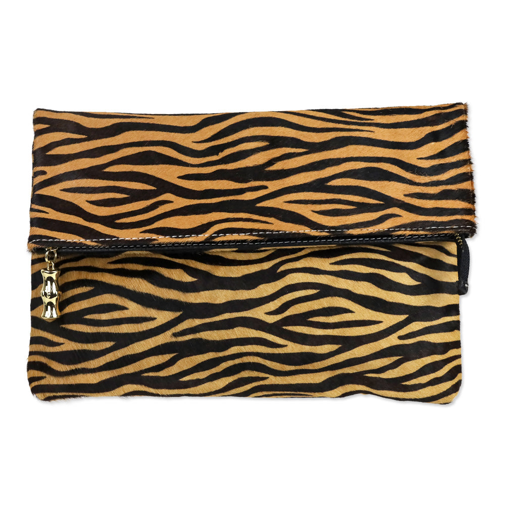 J. McLaughlin Brown Zebra Calf Hair Sienna Clutch