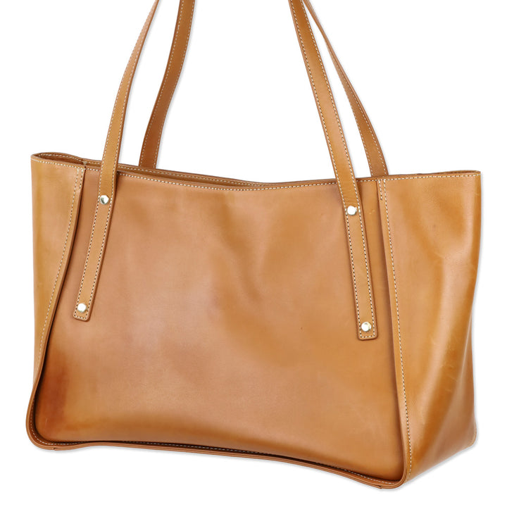J. McLaughlin Vachetta Leather Large Travel Tote Bag