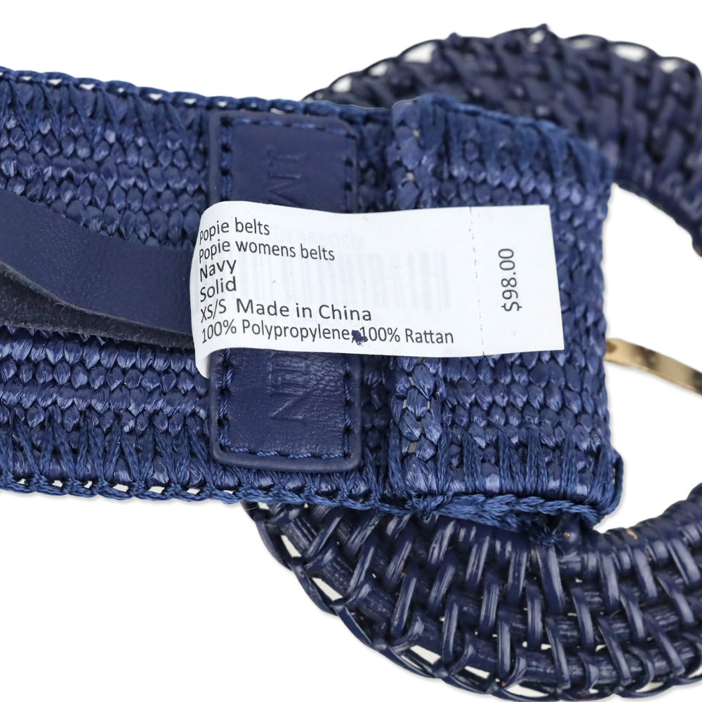 J.McLaughlin Navy Popie Grasscloth Belt