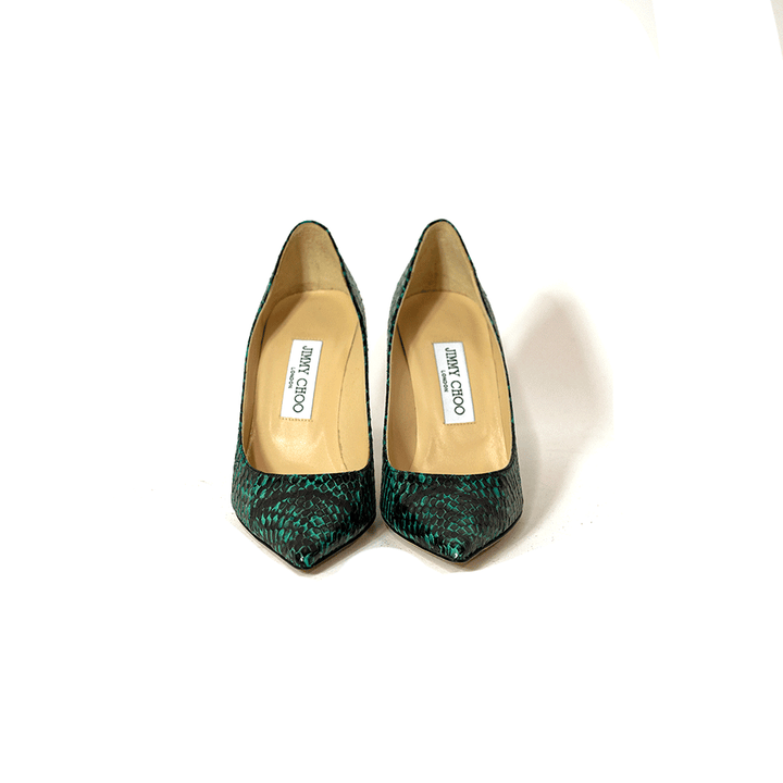 Jimmy Choo Pointed Toe Snakeskin Pumps