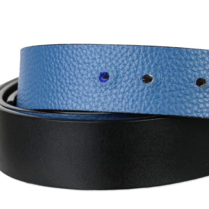 J McLaughlin Blue/Brown/Black Lina Reversible Leather Belt