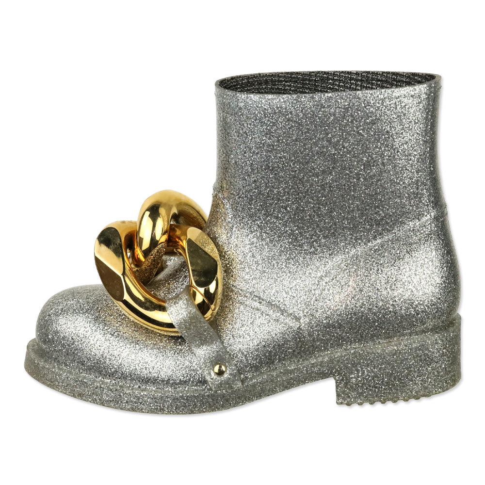 J.W. Anderson Silver Glitter Chain Rubber Ankle Boots