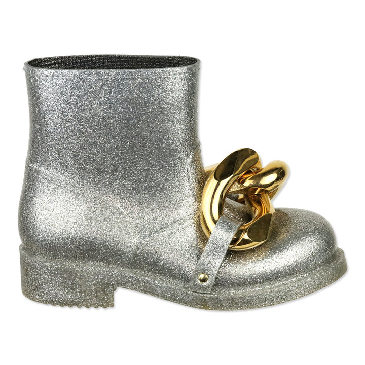 J.W. Anderson Silver Glitter Chain Rubber Ankle Boots