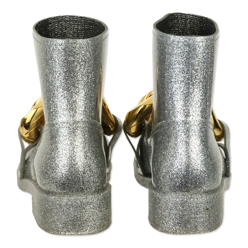 J.W. Anderson Silver Glitter Chain Rubber Ankle Boots