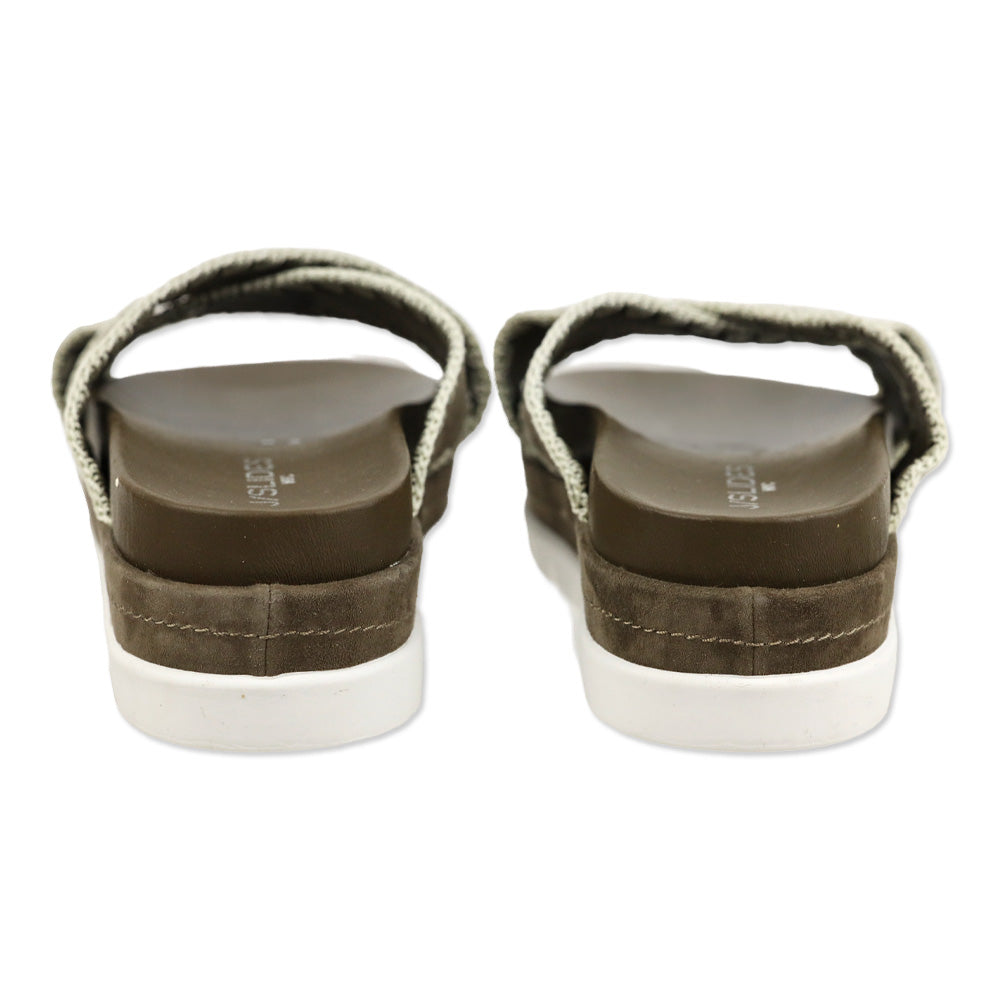 J/Slides Boo Brown Suede Whipstitched Platform Slide Sandal