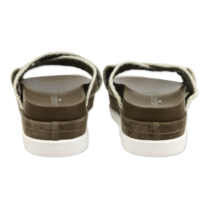 J/Slides Boo Brown Suede Whipstitched Platform Slide Sandal