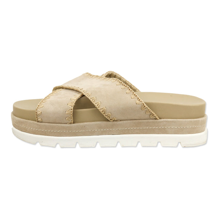 J/Slides Boo Suede Whipstitched Platform Slide Sandal
