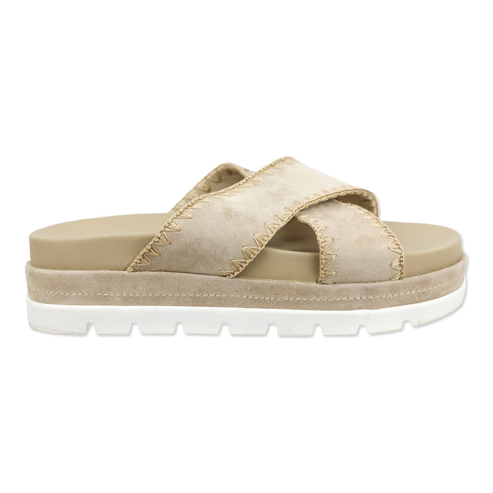 J/Slides Boo Suede Whipstitched Platform Slide Sandal