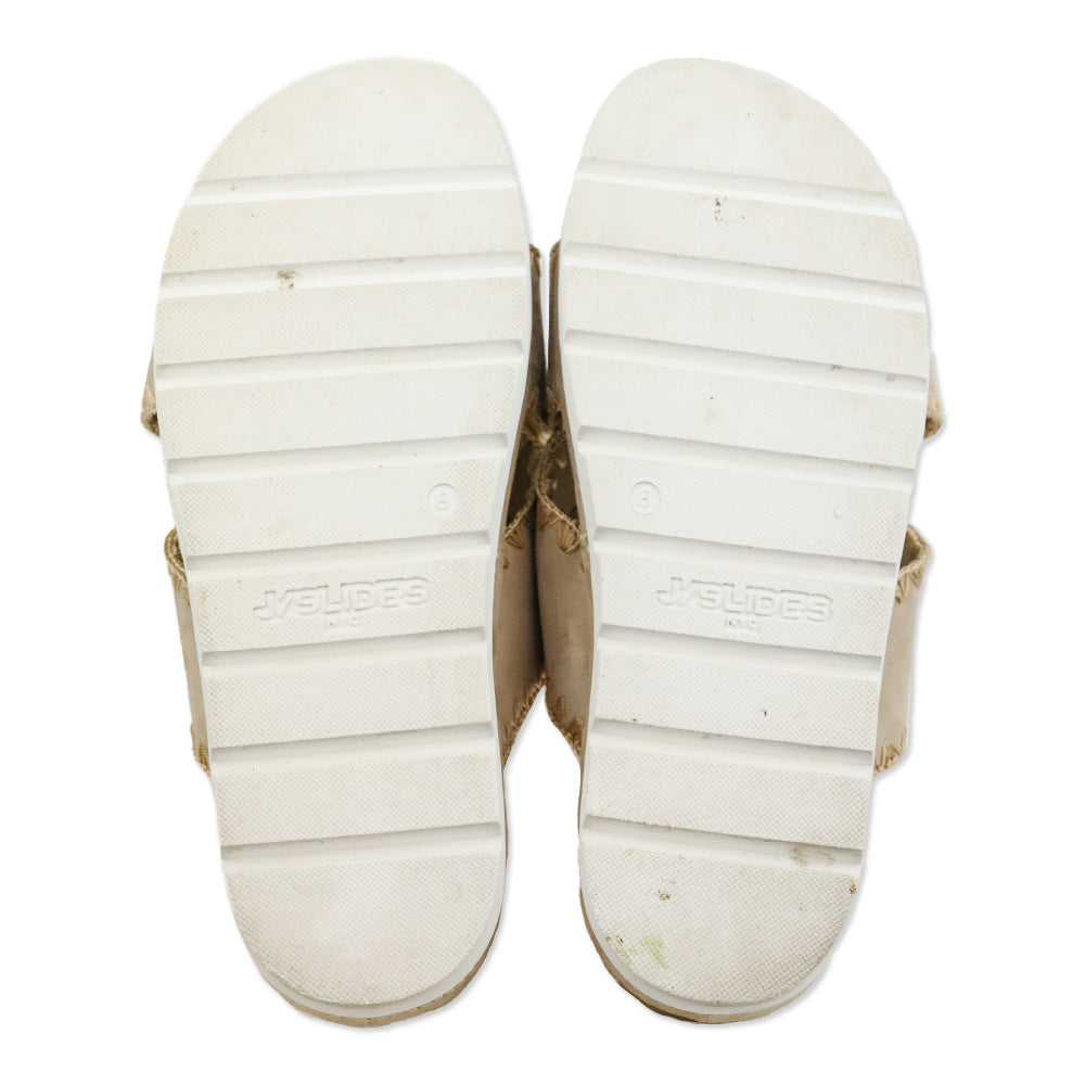 J/Slides Boo Suede Whipstitched Platform Slide Sandal