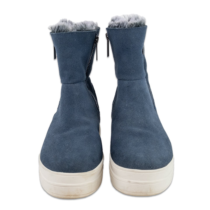 J/Slides Henley Navy Suede Faux Fur-Lined Platform Boots