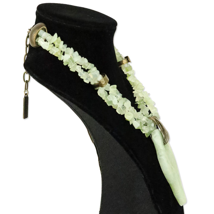 Jan Michael Jade and Brass Two-Strand Pendant Statement Necklace