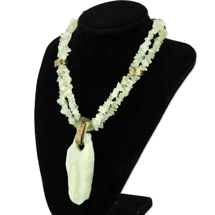Jan Michael Jade and Brass Two-Strand Pendant Statement Necklace