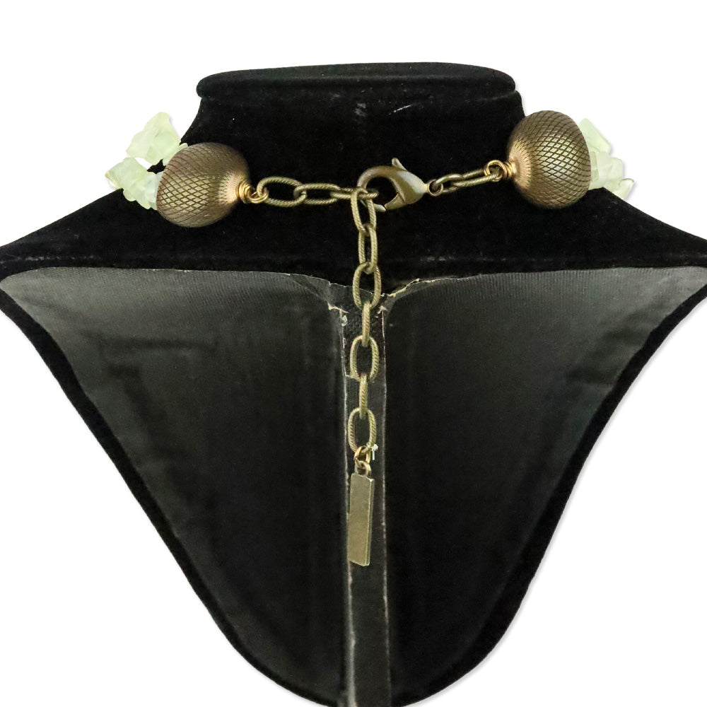 Jan Michael Jade and Brass Two-Strand Pendant Statement Necklace