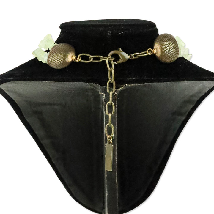 Jan Michael Jade and Brass Two-Strand Pendant Statement Necklace