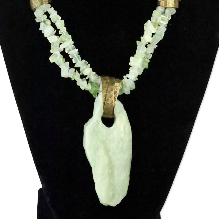 Jan Michael Jade and Brass Two-Strand Pendant Statement Necklace