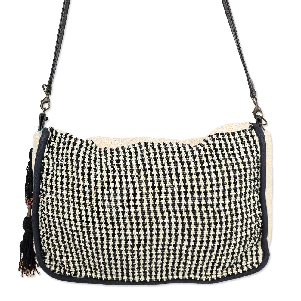 Jasper & Jeera Cream Multicolor Pattern Beaded Crossbody Bag