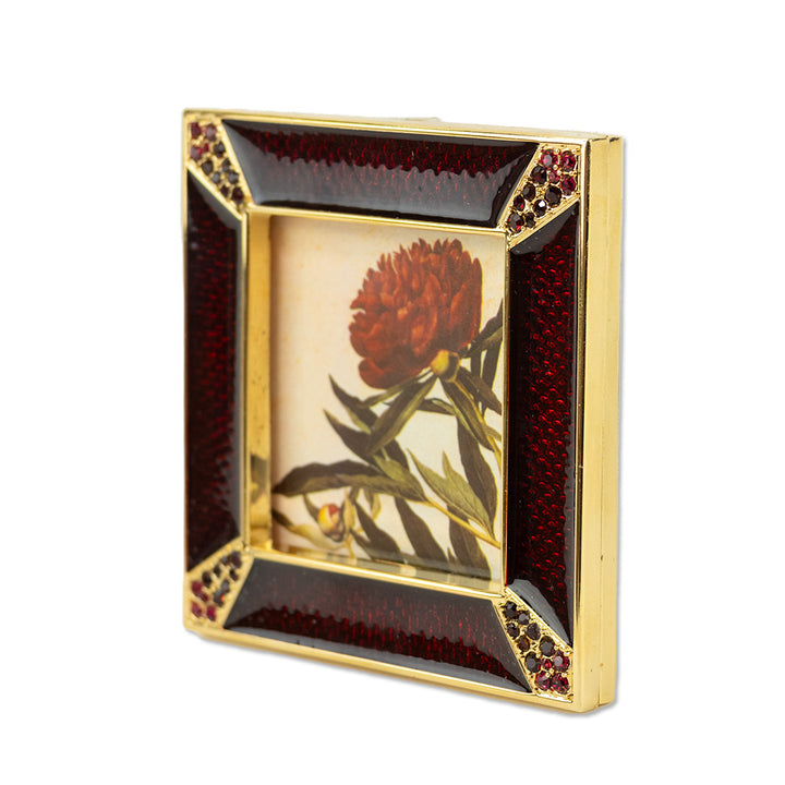 Jay Strongwater Ruby Leland Pavé Corner 2" Square Frame