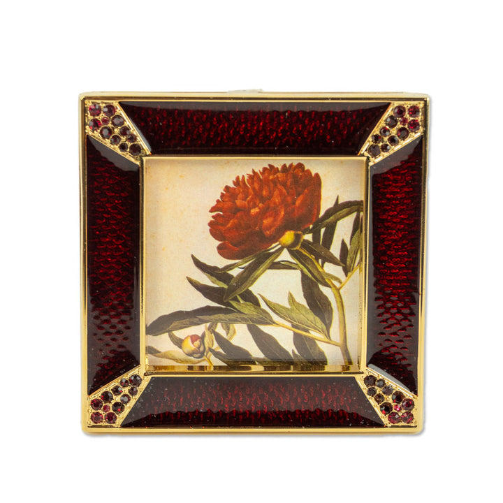 Jay Strongwater Ruby Leland Pavé Corner 2" Square Frame