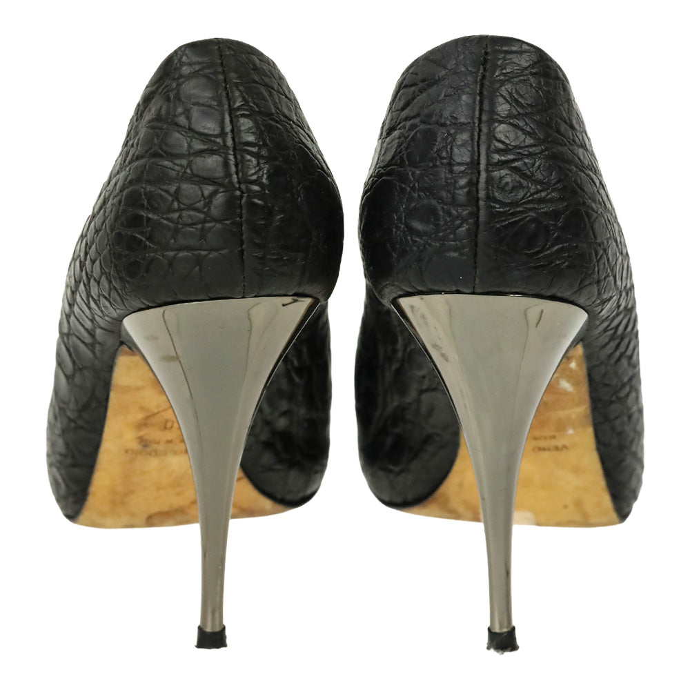 Jean Michel Cazabat Black Suede Snakeskin Cap Toe Pumps