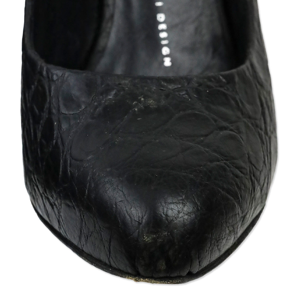 Jean Michel Cazabat Black Suede Snakeskin Cap Toe Pumps