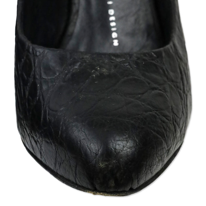 Jean Michel Cazabat Black Suede Snakeskin Cap Toe Pumps