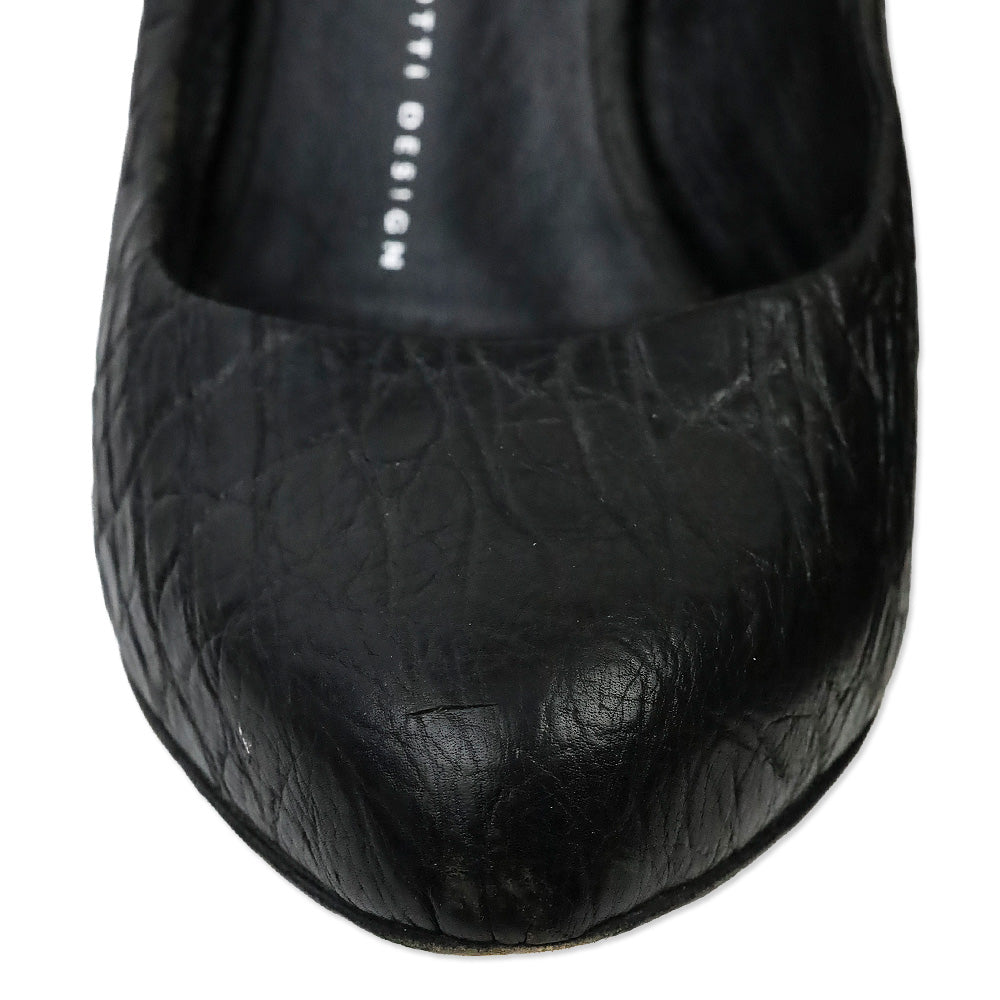 Jean Michel Cazabat Black Suede Snakeskin Cap Toe Pumps