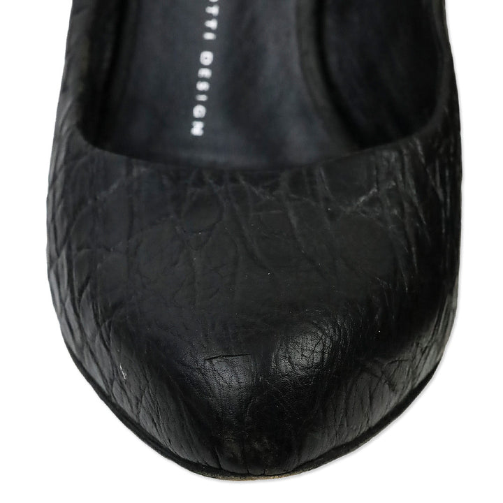 Jean Michel Cazabat Black Suede Snakeskin Cap Toe Pumps