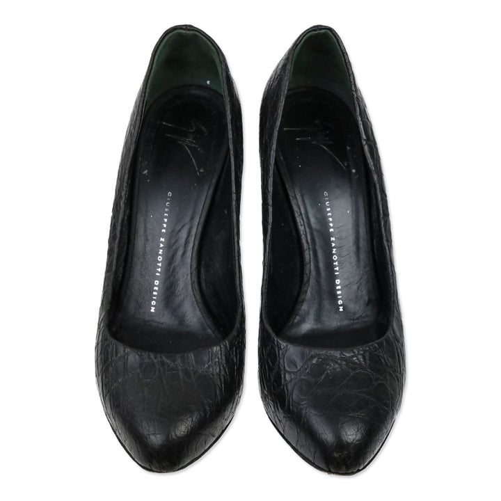 Jean Michel Cazabat Black Suede Snakeskin Cap Toe Pumps