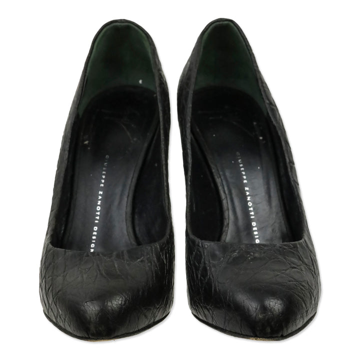 Jean Michel Cazabat Black Suede Snakeskin Cap Toe Pumps