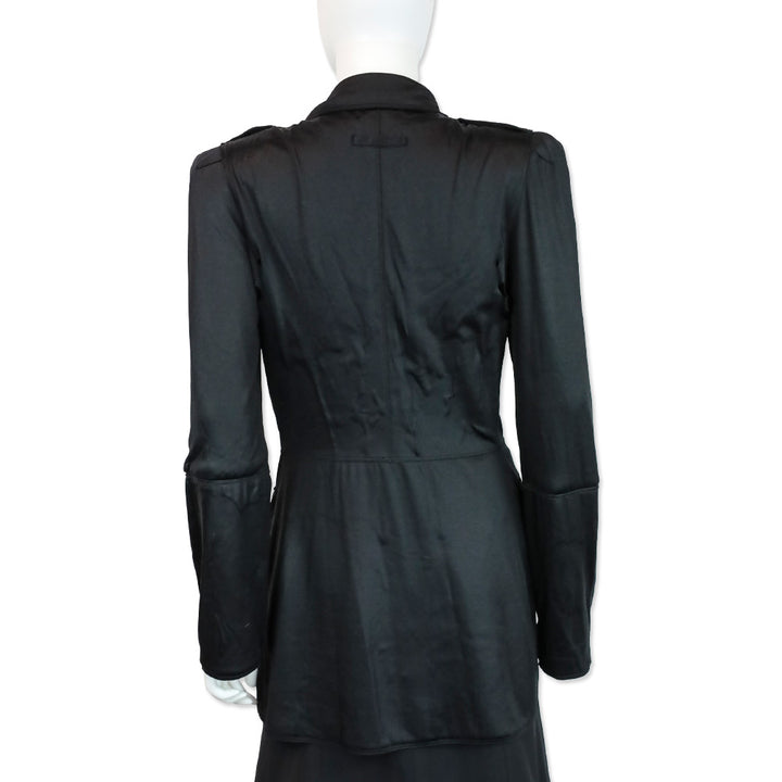 Jean Paul Gaultier Femme Black Satin Long Sleeve Button Up Jacket