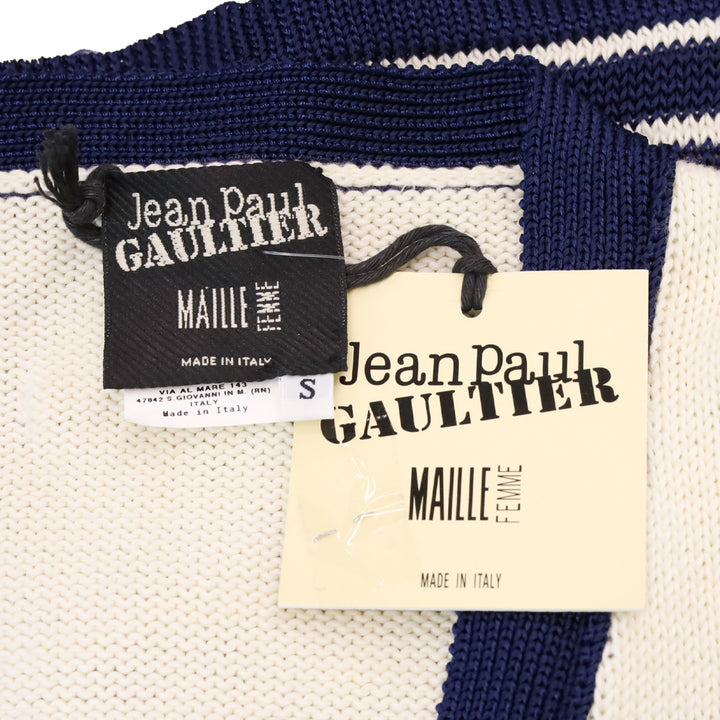 Jean Paul Gaultier Maille Femme White/Blue Striped Knit Cardigan