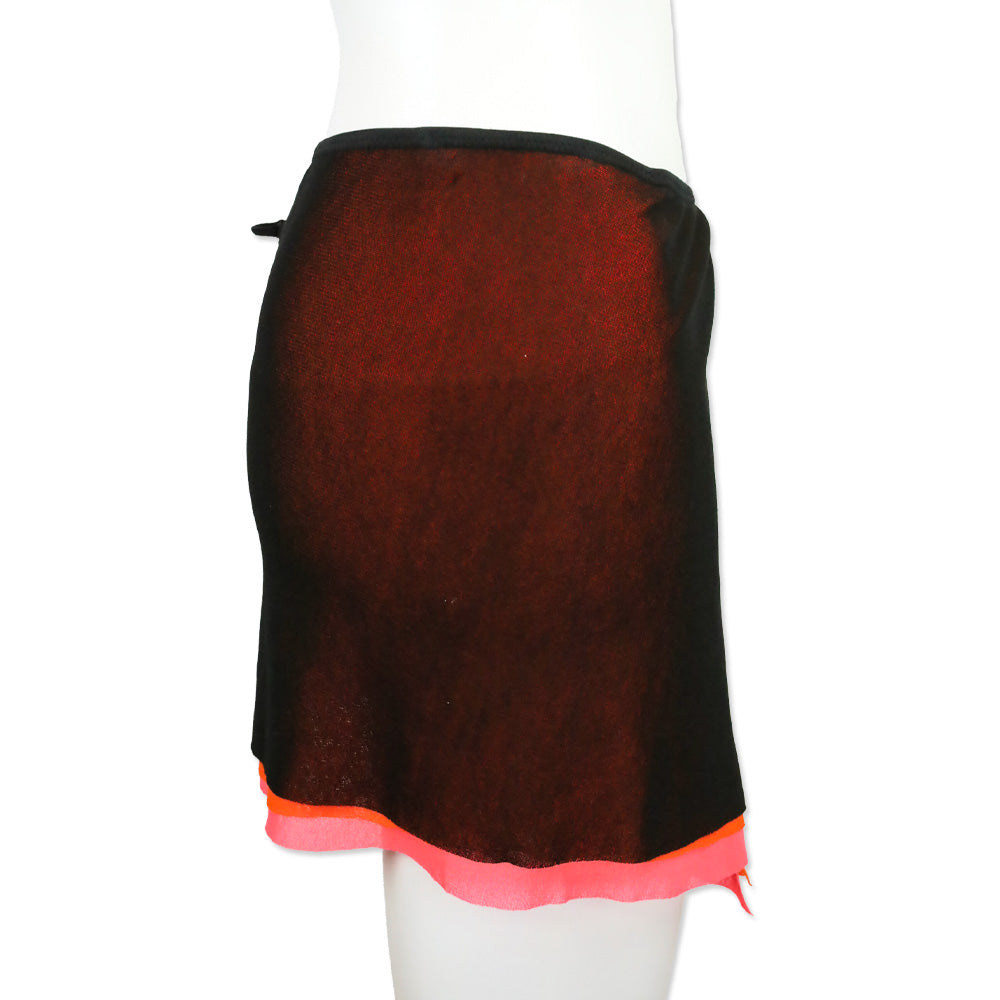 Jean Paul Gaultier Soleil Black/Orange/Pink Layered Mesh Wrap Mini Skirt